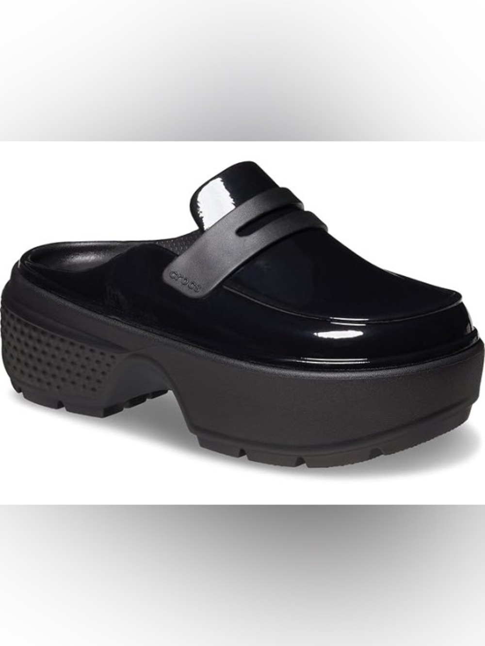 Crocs STOMP High Shine Patent Black Platform Loafers for Women - Picture 3 of 6